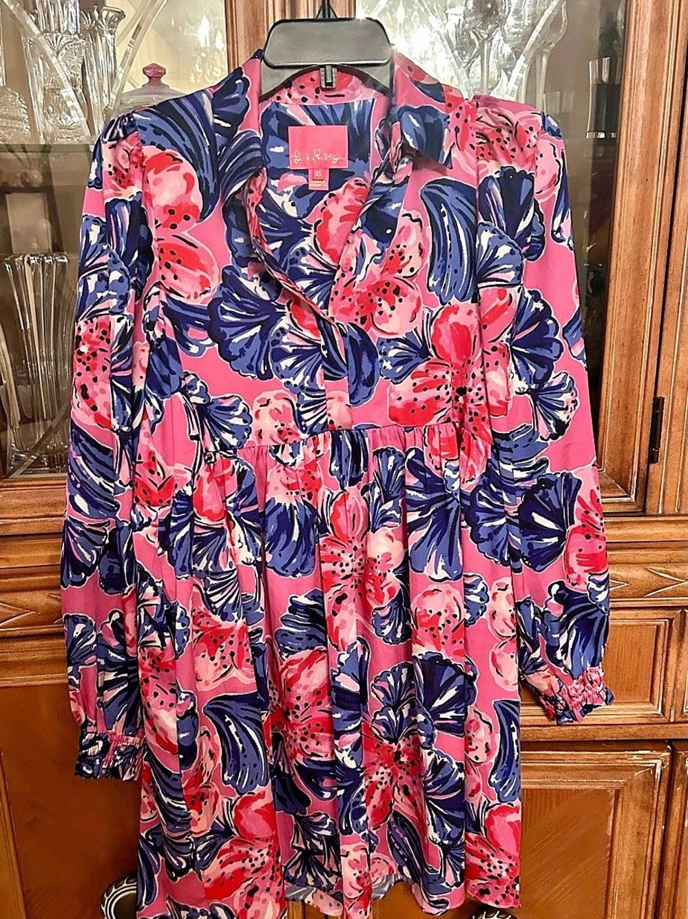 Lilly Pulitzer Floral Mini Dress in Pink & Blue Size XS Like New